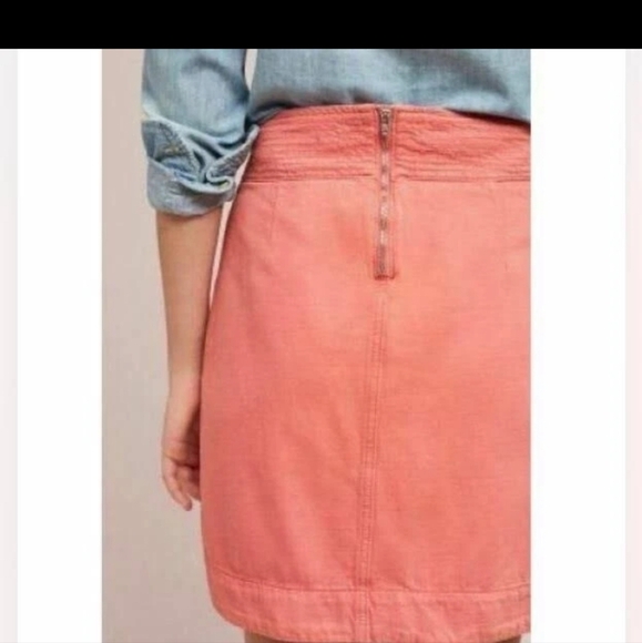 Anthropologie Utility Mini Skirt Orange Front Pockets Size 4 - Picture 2 of 8